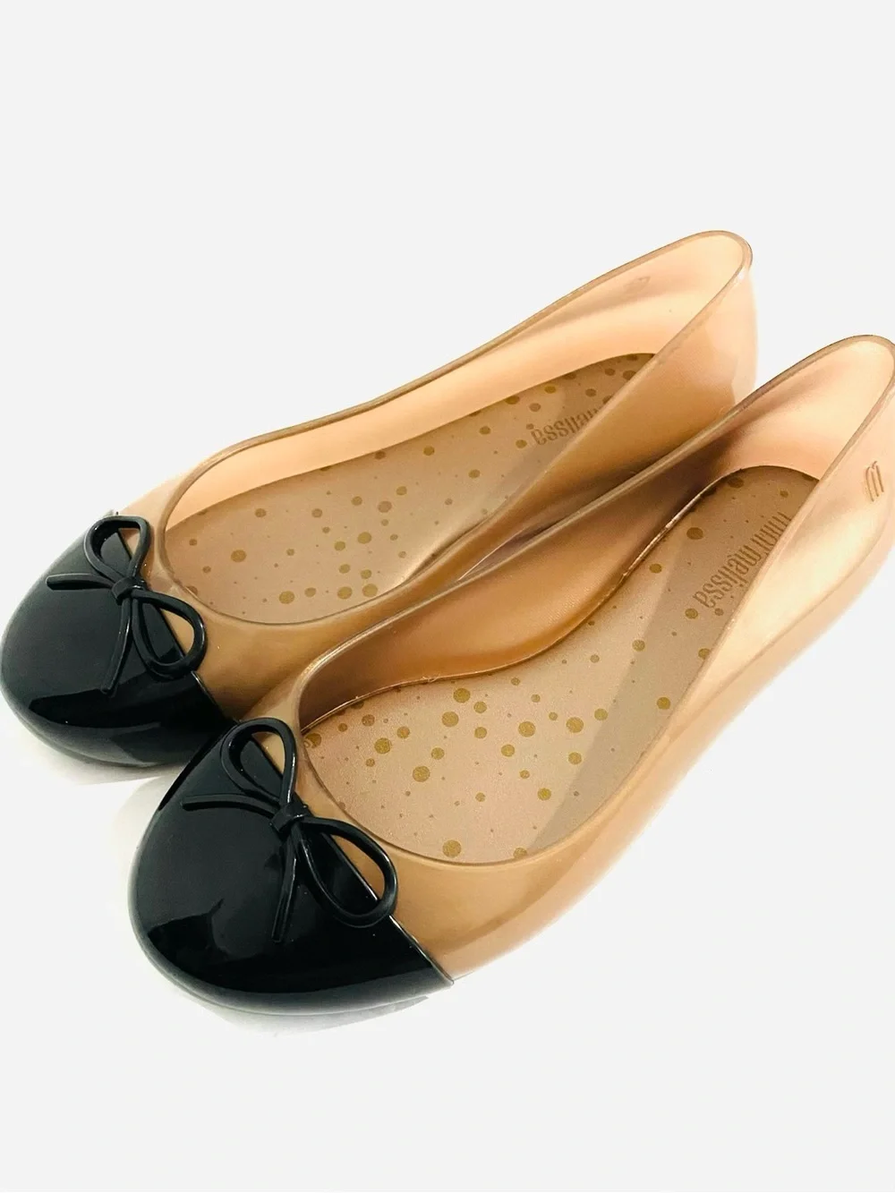 New Mini Mellisa Ballet Flats Dress Shoes Girl’s 1 Rose Black Cap Toe & Bow NWOT